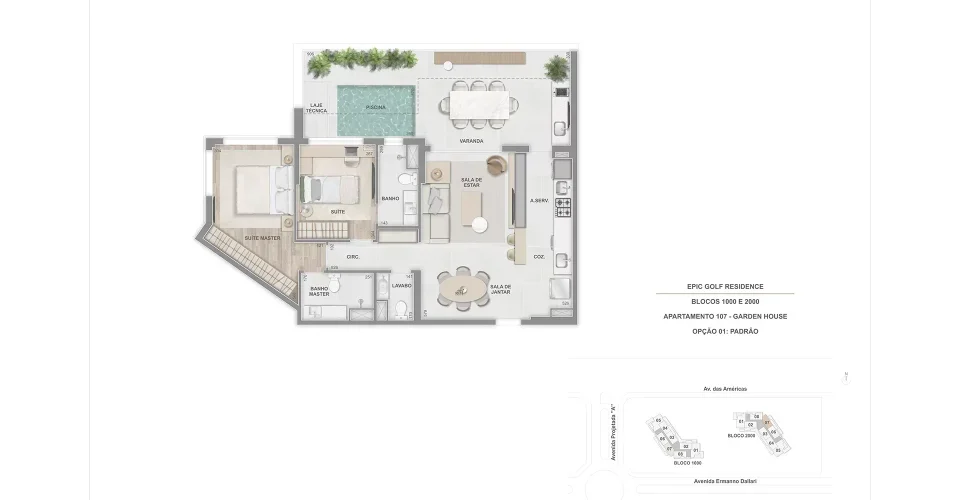 Garden House 2 suites 101m apto 107