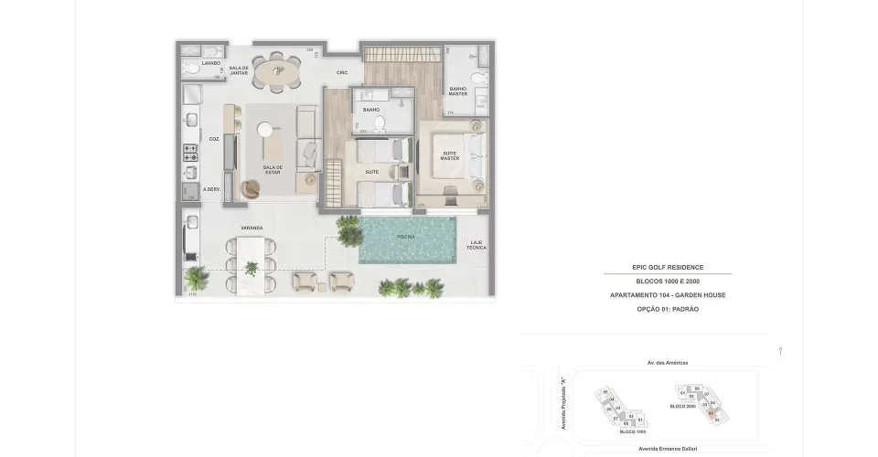 Garden house 2 suites 104 apto 104