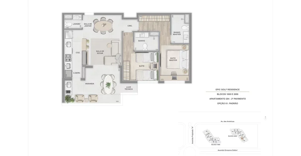 Terraço 2 suites 80m apto 204