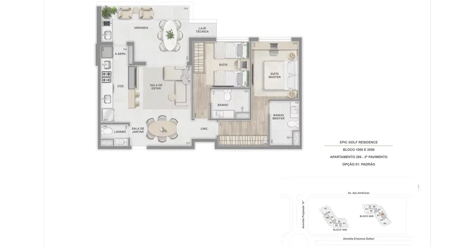 Terraco 2 suites 81m apto 206