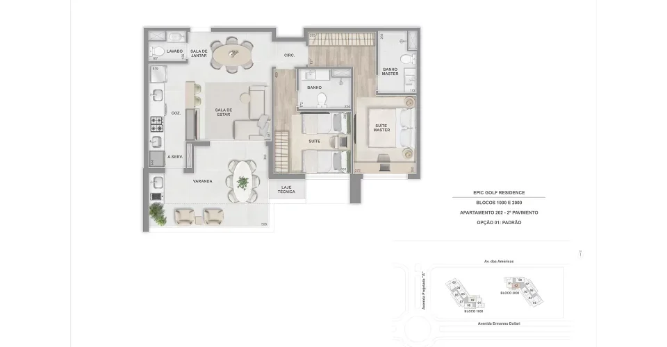 Terraço 2 suites 85m apto 202