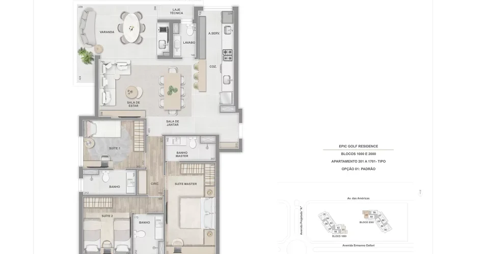 Tipo 3 suites 114m 201 a 1701